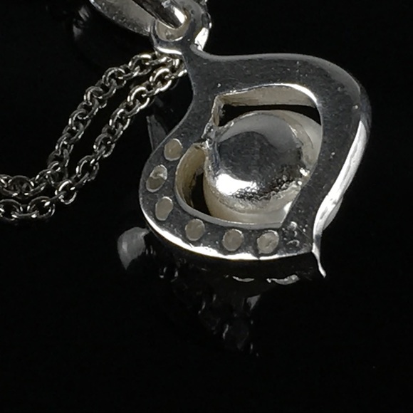 925 Silver Necklace Pearl & CZ Crystal Rhinestone - Picture 8 of 8